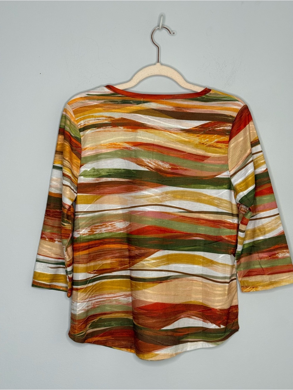 NorthStyle Watercolor Print Crew Neck Multicolor Top Womens M 3/4 Sleeve - Picture 2 of 6